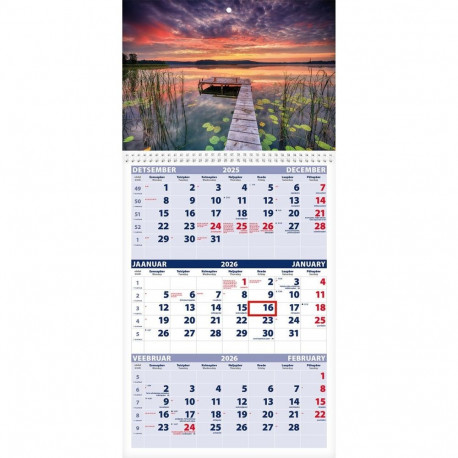 Seinakalender TRIO, PILT nr. 5, avatud mõõt 297*630mm 2026a.