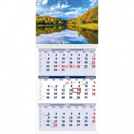 Seinakalender TRIO, PILT nr. 4, avatud mõõt 297*630mm 2026a.
