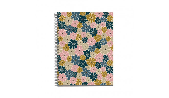 Kaustik A4 100l 5x5 ruut spiraal 4-ne augustus, 4-värvi register, kartong kaaned MIX BOHO ESSENCE Mi