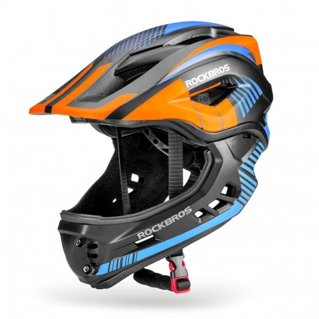 Rockbros Rockbros TT-32SOBL-S Children's Bike Helmet with Detachable Chin Size S - Black and Orange