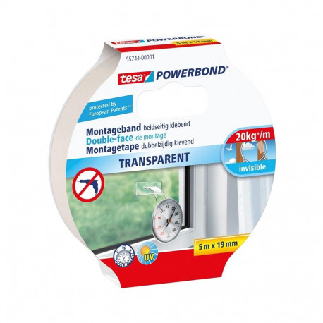 TRANSPARENT 2-SIDED TAPE 19MMX5M TESA