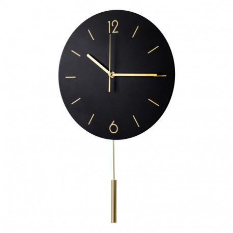 PLATINET ROUND WALL CLOCK LARK BLACK, silent mechanism, stylish pendulum [45960]
