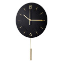 PLATINET ROUND WALL CLOCK LARK BLACK, silent mechanism, stylish pendulum [45960]