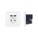 PLATINET WALL SOCKET FRENCH + 2 USB 2.1A
