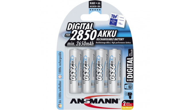 1x4 Ansmann NiMH rech. battery 2850 Mignon AA 2650 mAh DIGITAL