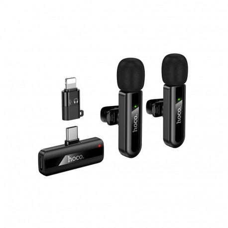 Wireless double microphone Lightning / USB C Hoco L20A black