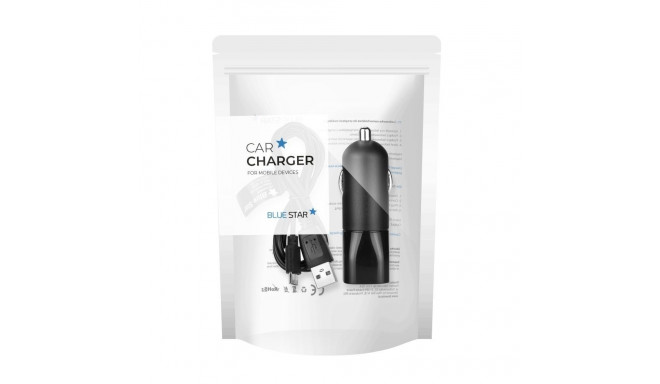 Car charger Blue Star USB A 2A + cable USB A to Micro USB black