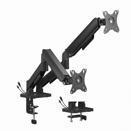 Gembird MA-DA2U-01 Adjustable desk 2-display mounting arm with USB ports, 17”-32”, black