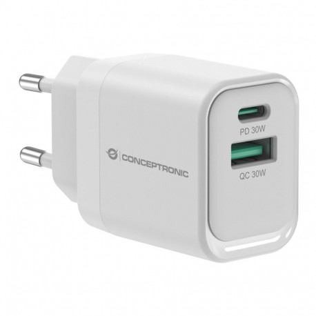 CONCEPTRONIC Ladegerät 2Port  33W,1xUSB-C,1xUSB-A       weiß