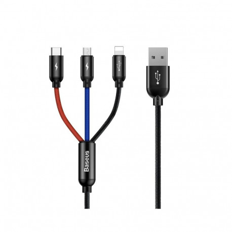 Kaabel USB 2.0 pistik ja 3 pistikut (USB C, mikro-USB, lightning) laadimisseadmete jaoks (ei sobi an