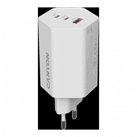 CANYON charger HEXAGON 65 GaN 65W 2xPD 1xQC EU White
