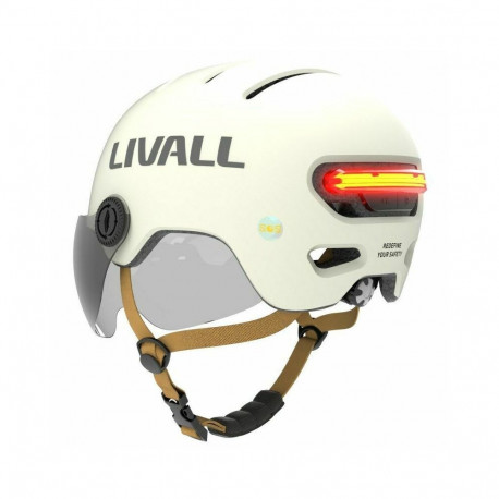 Livall L23 white helmet 58-62cm with LED/SOS protective lens