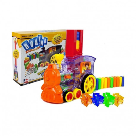 Lokomotywa LED Układa Domino Pociąg Klocki Układanka na Baterie