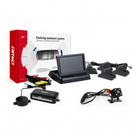 Tft02 4,3" parkimisandurite komplekt hd-315-led kaameraga 4 musta andurit veokile