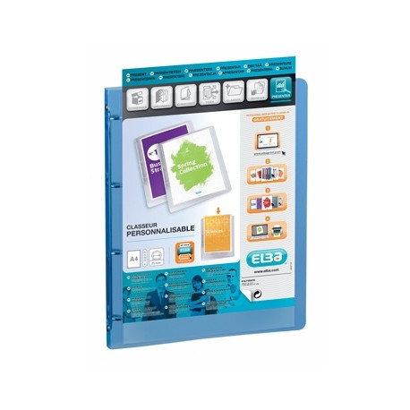 Rõngaskaaned ELBA Polyvision  A4 4-rõngast-15mm, läbipaistev sinine,esikaane tasku