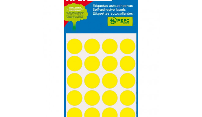 Etikett iseliimuv APLI ümar 19mm, kollane, 100tk/pk, Ref.02063, markeerimispunkt