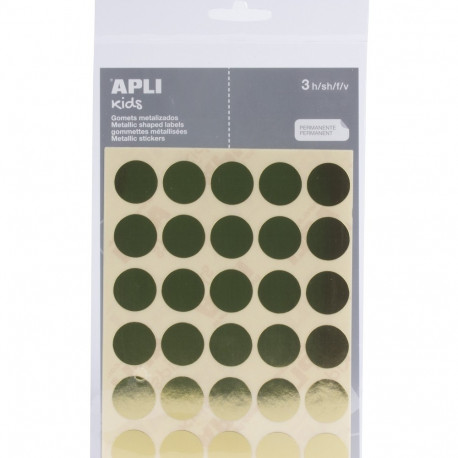 Etikett iseliimuv APLI ümar 20mm, kuld, 99tk/pk, Ref.11808, markeerimispunkt