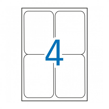 Etikett iseliimuv APLI 99,1x139mm, ümarnurk, 4 tk A4 lehel, 100l/pk, Ref.02422