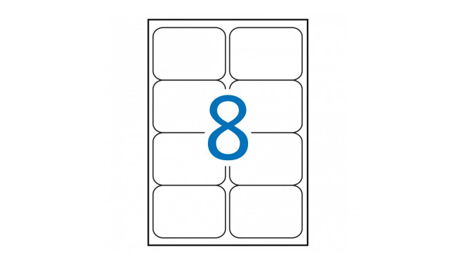 Etikett iseliimuv APLI 99,1x67,7mm, ümarnurk , 8 tk A4 lehel, 100l/pk, Ref.02420