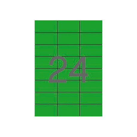 Etikett iseliimuv APLI 70x37mm roheline, 24 tk A4 lehel, 20l/pk, Ref.01594