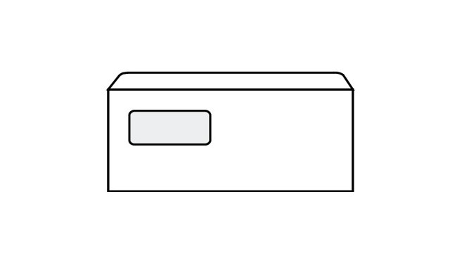 Ümbrik iseliimuv E65, aknaga (30x90), hallisisetrükiga1000tk kastis