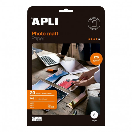 Fotopaber APLI A4 Photo matt , 170g, pk/20lehte double sided/kahepoolne