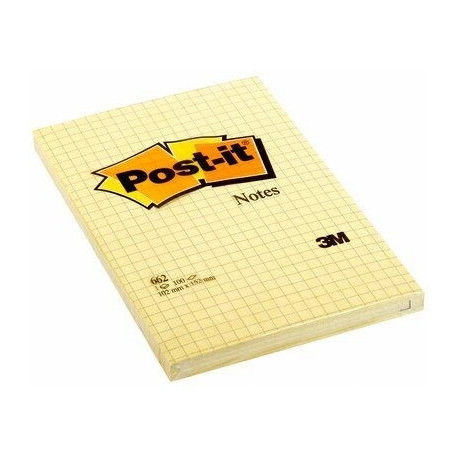 Märkmepaber iseliimuv POST-IT 662  kollane ruuduline 102x152mm (pakis 100l.)