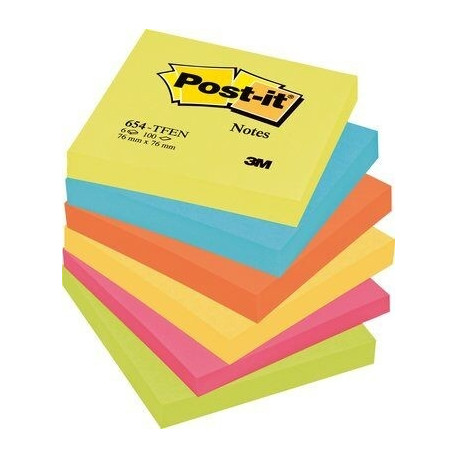 Märkmepaber iseliimuv POST-IT 654EN ENERGIA 76x76mm (pakis 6*100l.)