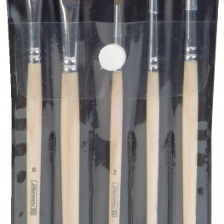 Pintslite koolikomplekt  5tk (ümar 2, 4, 6 ja lapik 6, 10), naturaalsest puidust vars, Brunnen