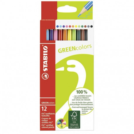Värvipliiats Stabilo GREEN colors, 12 värvi
