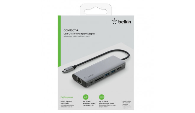 Belkin CONNECT USB-C 6-ühes mitmeporti adapter AVC008btSGY
