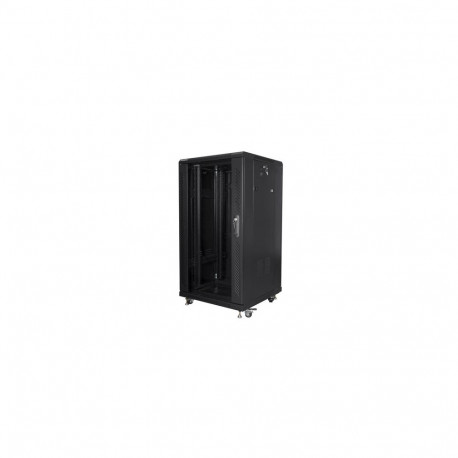 RACK CABINET 19" FREE-STANDING 22U/600X600 (FLAT PACK) WITH GLASS DOOR BLACK LANBERG