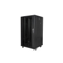 RACK CABINET 19" FREE-STANDING 22U/600X600 (FLAT PACK) WITH GLASS DOOR BLACK LANBERG