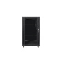 RACK CABINET 19" FREE-STANDING 22U/600X600 (FLAT PACK) WITH GLASS DOOR BLACK LANBERG