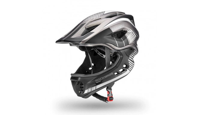 Rockbros TT-32SBTG-S children's bicycle helmet with removable chinbar, size S - gray