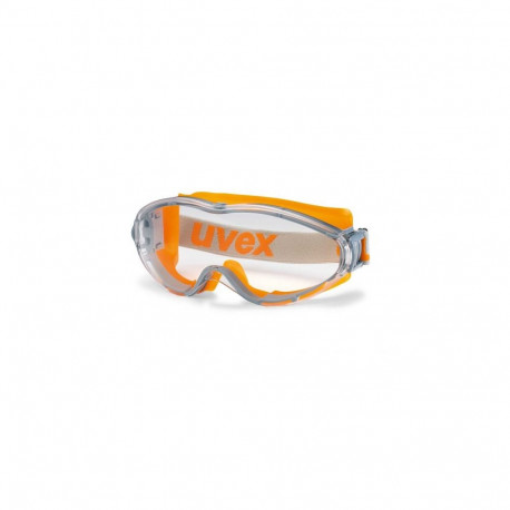 Uvex Ultrasonic wide-vision safety goggles – clear supravision HC/AF polycarbonate lens, grey/orange