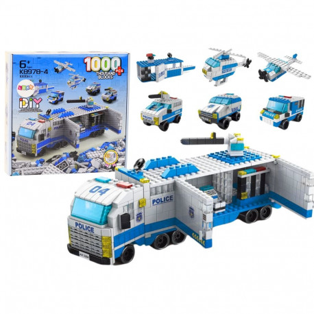 Ciężarówka Policyjna Klocki Konstrukcyjne 6w1 Zestaw Policja Pojazdy 1000el