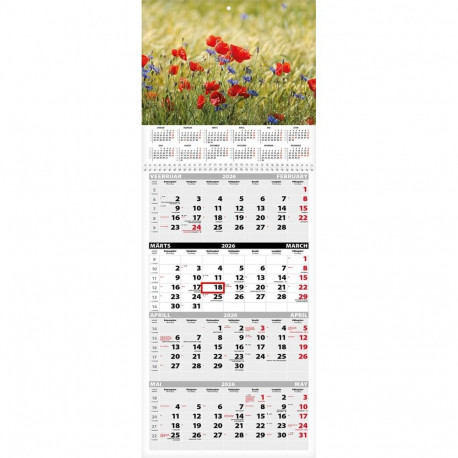 Seinakalender Quattro pilt nr. 2 (avatud mõõt 297x760mm) 2026a.