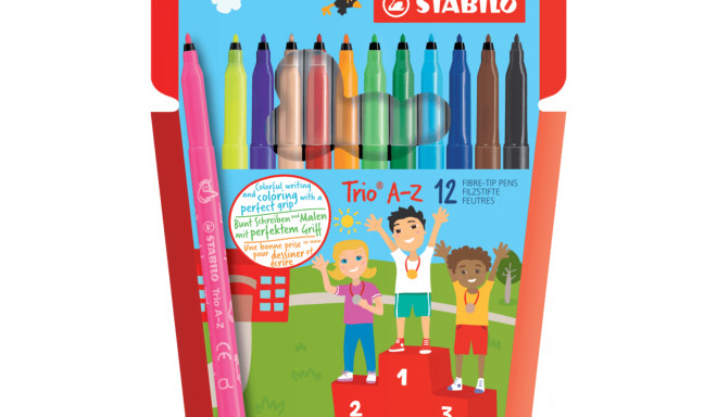 Viltpliiatsid Stabilo Trio A-Z, F-tip, 12värvi