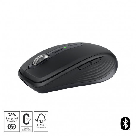 Logitech MX Anywhere 3S Mouse - RF Wireless + Bluetooth, Laser, 8000 DPI, Graphite