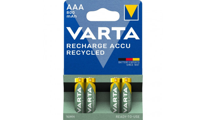 1x4 Varta RECHARGE ACCU taaskasutatud 800 mAH AAA Micro NiMH