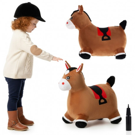 Hüppeloom hobune plüšist kattega pumbaga, pruun