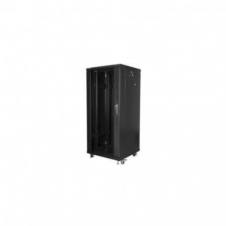 RACK CABINET 19" FREE-STANDING 27U/600X600 (FLAT PACK) WITH GLASS DOOR BLACK LANBERG