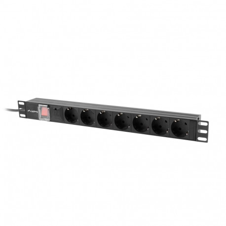 POWER DISTRIBUTION UNIT (PDU) 19" LANBERG 1U 16A 2M 7X SCHUKO OUTLETS BLACK
