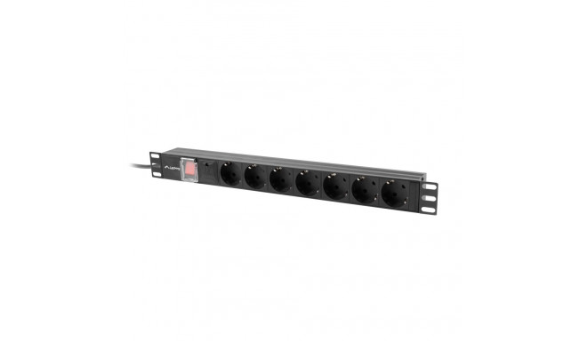 POWER DISTRIBUTION UNIT (PDU) 19" LANBERG 1U 16A 2M 7X SCHUKO OUTLETS BLACK