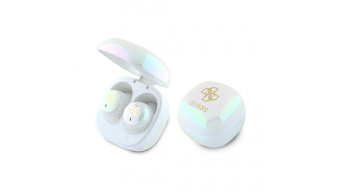 Guess Bluetooth headphones GUTWSJ144ESH TWS + docking station white/white Iridescent 4G Printed Logo