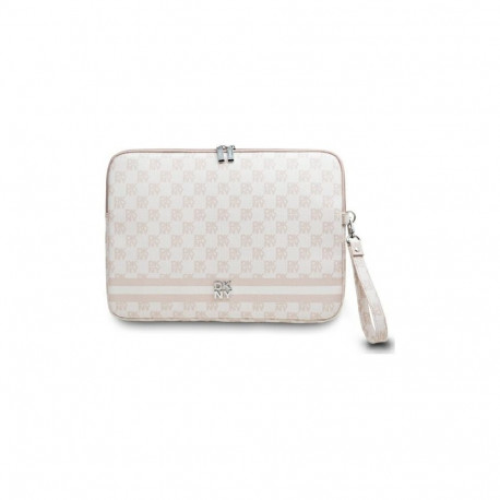 DKNY Sleeve Checkered Pattern Printed Stripes 14" Laptop Case - Pink
