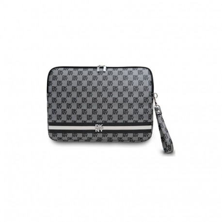DKNY Sleeve Checkered Pattern Printed Stripes 14" Laptop Case - Black