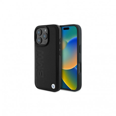 BMW Leather Hot Stamp iPhone 16 Pro Case - Black