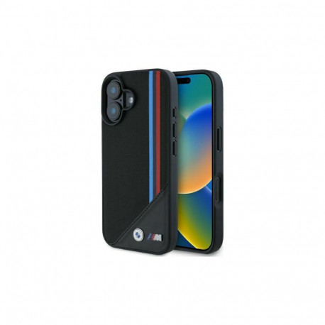 BMW M Meshed Tricolor Stripes MagSafe case for iPhone 16 - black